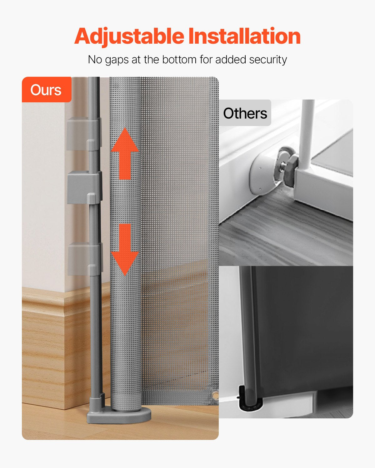 Infällbar barngrind, 870 mm hög, kan förlängas upp till 1400 mm bred, infällbar grind för barn eller husdjur, nätmaterial, enkel att installera för inomhustrappor, dörröppningar, hallar, lekrum, grå