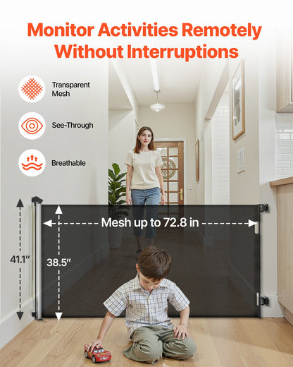 Infällbar babygrind, förlängs till 1850 mm bred, 980 mm hög, med säkerhetslås, enkel att använda, går igenom utan att snubbla, nätgrind för hundar i trappor, hallar, inomhus/utomhus, svart