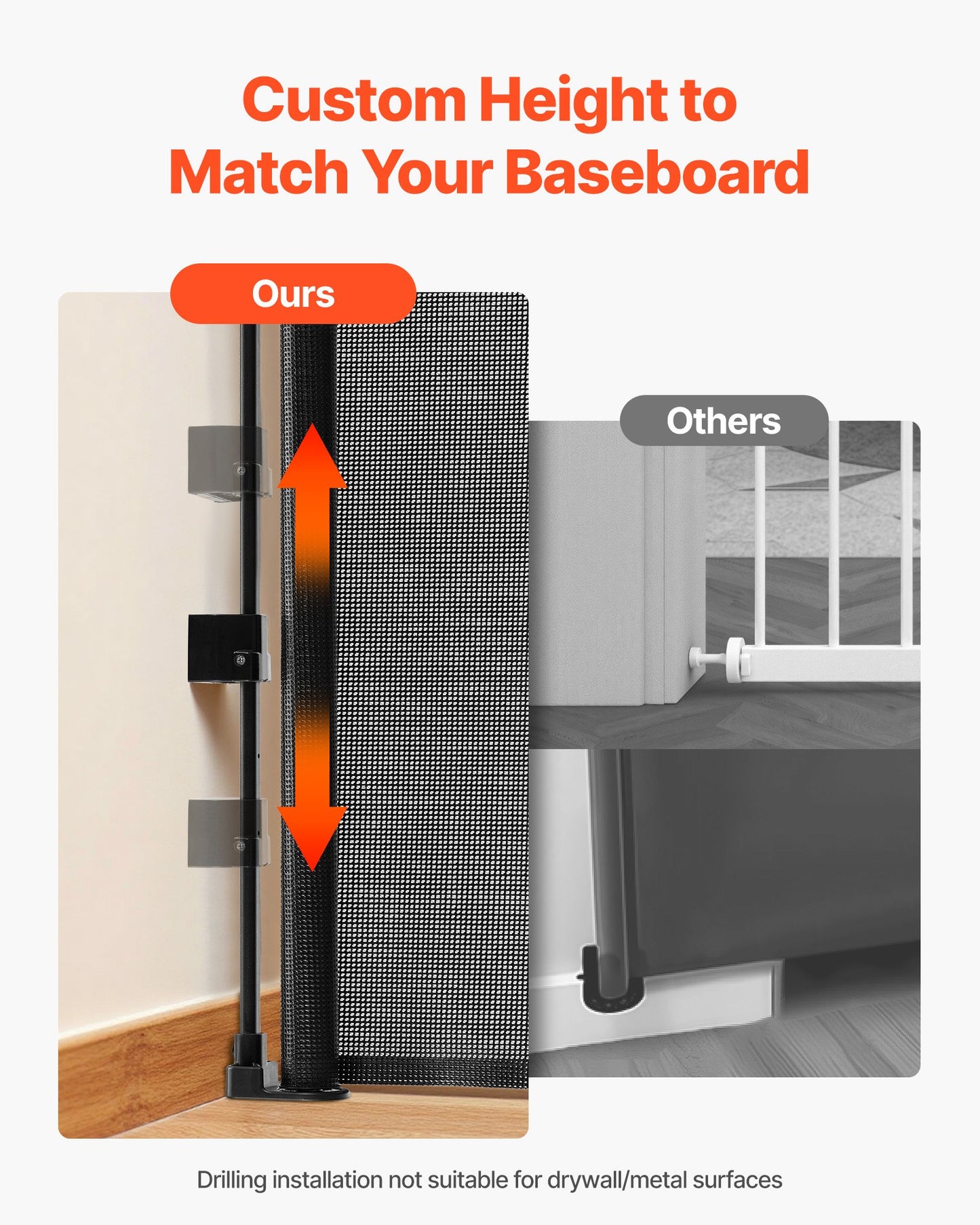 Infällbar babygrind, förlängs till 1850 mm bred, 795 mm hög, med säkerhetslås, enkel att använda, går igenom utan att snubbla, nätgrind för hundar i trappor, hallar, inomhus/utomhus, svart