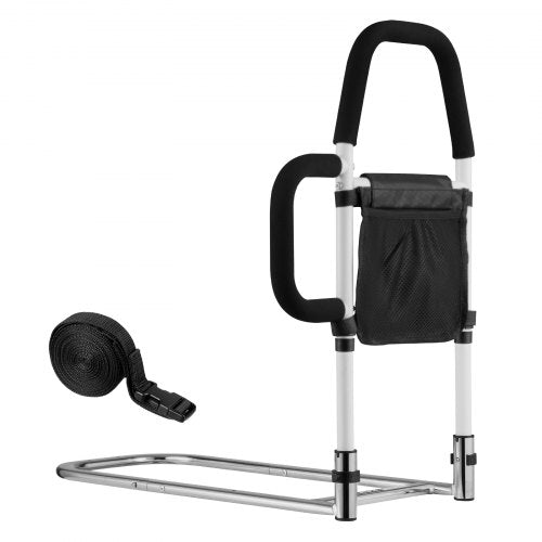 Bed Rail for Elderly, Bedside Assist Rails with Side Handle and PU Handrail, Adjustable Height Carbon Steel Pipe Bedside Cane, Bed Bars for Seniors & Patients, Fits King, Queen, Full, Twin