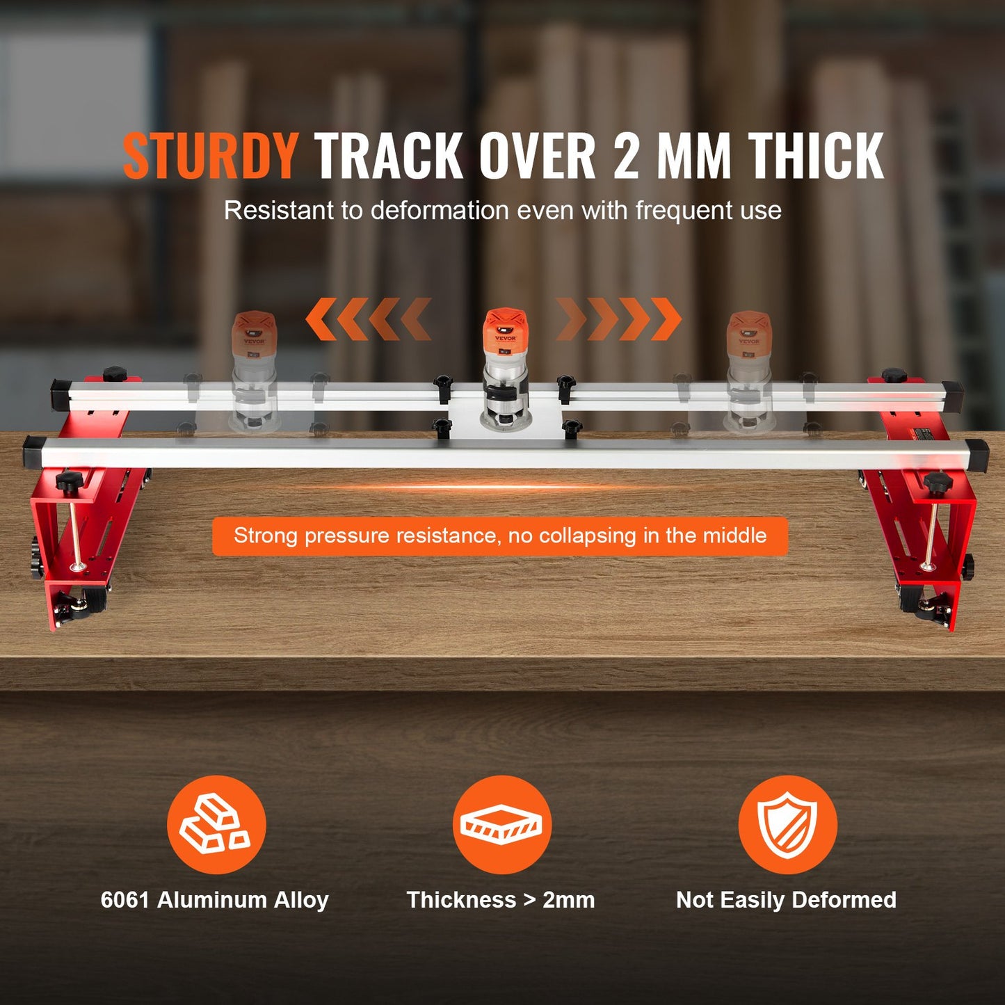Frässläde, 64 tum/162,6 cm, bärbar och lättjusterad plattplankningsjigg, gör-det-själv-träbearbetningsfrässläde för plattplankning, plattstyrningsjigg, trimningshyvelmaskin för träplattning, gör-det-själv-maskiner
