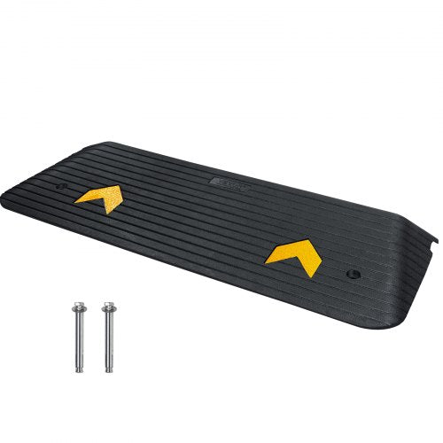 Rubber Threshold Ramp, 2" Rise Threshold Ramp Doorway, Recycled Rubber Power Threshold Ramp Rated 33069 lbs Load Capacity, Non-Slip Surface Rubber Solid Threshold Ramp for Wheelchair and Scooter
