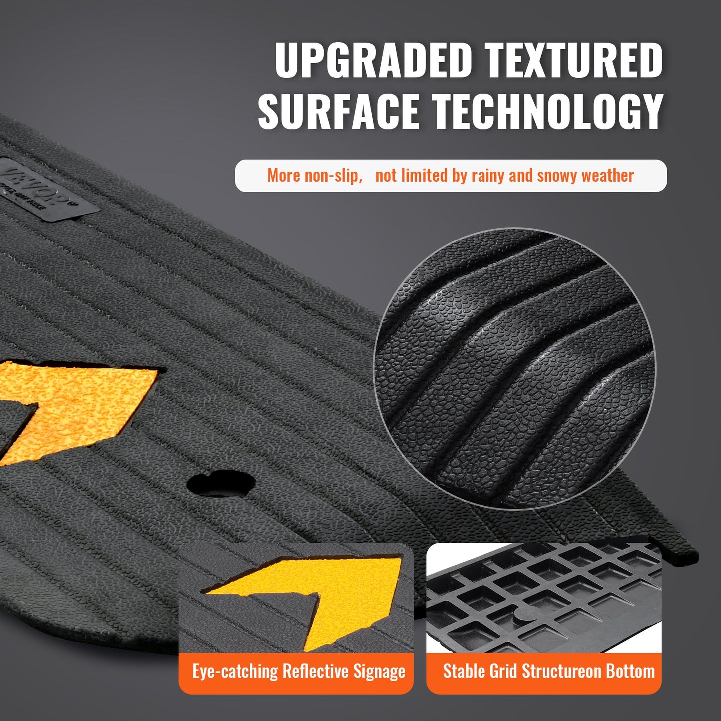 Upgraded Rubber Threshold Ramp, 1" Rise Wheelchair Ramp Doorway, Natural Curb Ramp Rated 33069 lbs Load Capacity, Non-Slip Textured Surface Rubber Curb Ramp for Wheelchair and Scooter