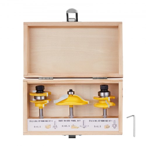 Router Bits Set, 3 Pieces, Carbide Router Bit Kit with 6.35 mm(1/4 Inch) Shank, Wood Carrying Case, Woodworking Tools for Professional and Beginners Carpenter, for Wood MDF Particle Board Plywood