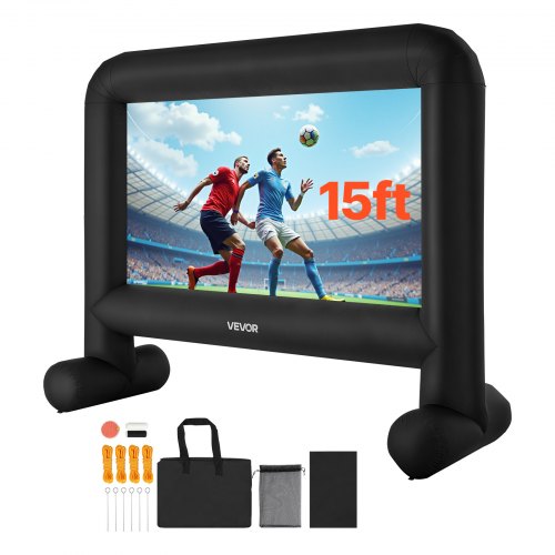 4,5 meter uppblåsbar filmduk, tvättbar 600D uppblåsbar projektionsduk med bärbar förvaringsväska, enkel installation 16:9 filmprojektor för utomhusbruk, hemmabio, temafest, poolkul