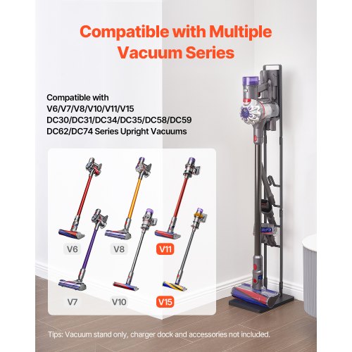 Vacuum Stand, Compatible With Dyson V6 V7 V8 V10 V11 V15, Stable Vacuum Stand Holder with 4 Hooks for Dyson DC30 DC31 DC34 DC35 DC58 DC59 DC62 D74 Cordless Upright Vacuum Cleaners & Accessories