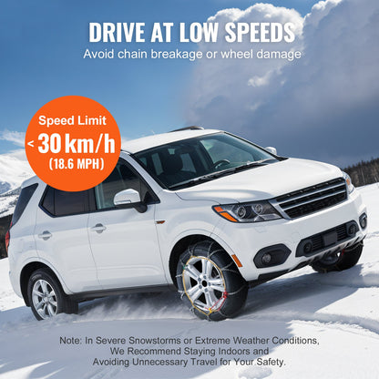 Snökedjor, manganlegerat stål, nödbromskedjor, 2 st kabelkedjor för bilar, pickuper, stadsjeepar och lastbilar, silver