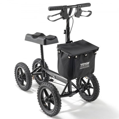 Folding Knee Scooter, Aluminum Steerable Knee Walker with Height-Adjustable Handlebar & Knee Pad, 12" (30.5 cm) All-Terrain Wheels, Dual Brakes, Leg Recovery Scooter for Broken Ankle Foot Injuries, 350LBS/158.8 kg