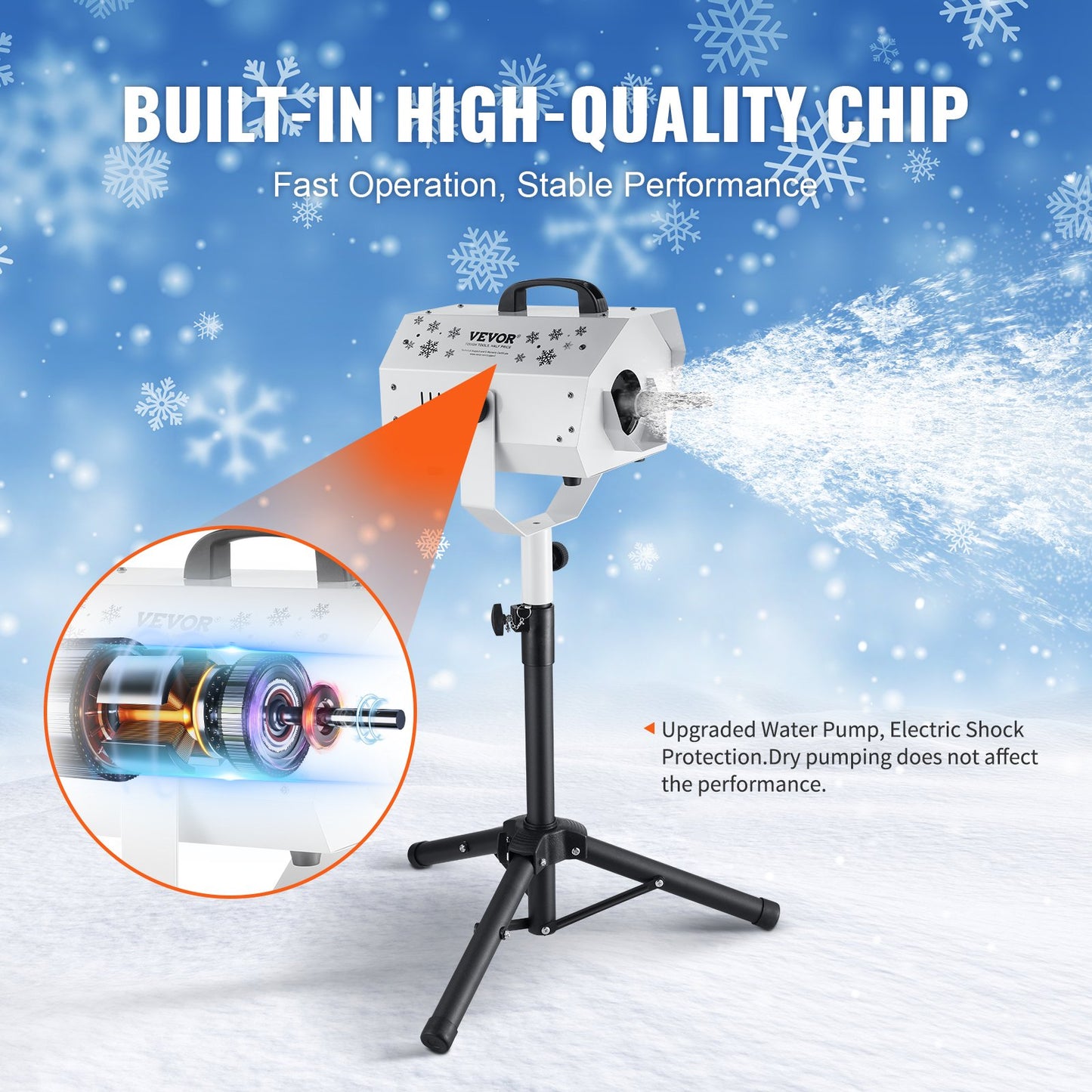 Snow Machine, 1200W, Snow Making Machine with Height Adjustable Stand, Indoor Wireless Remote Control Snowflake Maker, High Output Fake Snow Maker for Christmas Parties Wedding Stage Effect