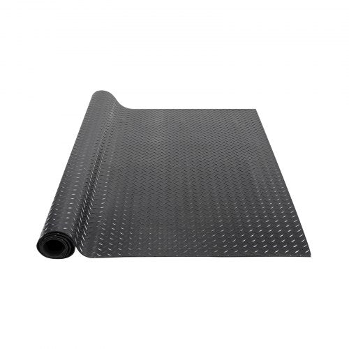 Diamond-Plate Rubber Flooring Roll, 3 mm x 4 ft x 15 ft Garage Floor Mat, SBR Rubber Garage Flooring Roll, Easy to Clean, Diamond Plate Rubber Mat for Under Cars, Garage Industry Gym, Black