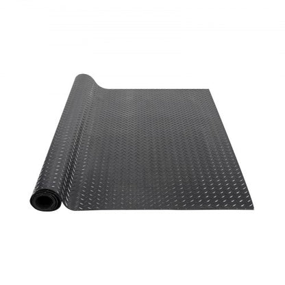 Diamond-Plate Rubber Flooring Roll, 3 mm x 4 ft x 15 ft Garage Floor Mat, SBR Rubber Garage Flooring Roll, Easy to Clean, Diamond Plate Rubber Mat for Under Cars, Garage Industry Gym, Black