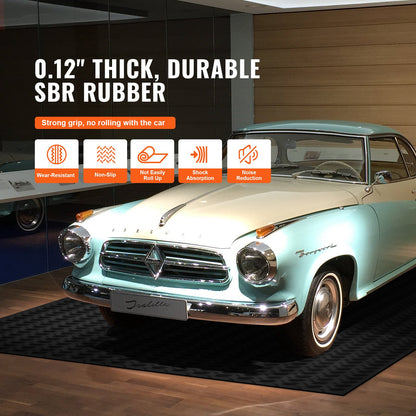 Diamantplåtad gummimatta för underbilar, SBR gummimatta för garagegolv, lätt att rengöra, diamantplåtad gummimatta för underbilar, garageindustrins gym, svart