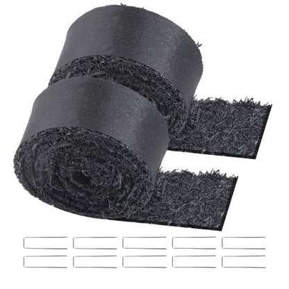 Rubber Mulch for Landscaping, 2 Rolls Recycled Rubber Mulch Mat 120 x 4.5 in, Permanent Rubber Pathway, Natural-Looking Black Mulch Garden Edging for Plants, Vegetables & Flower Garden Barrier