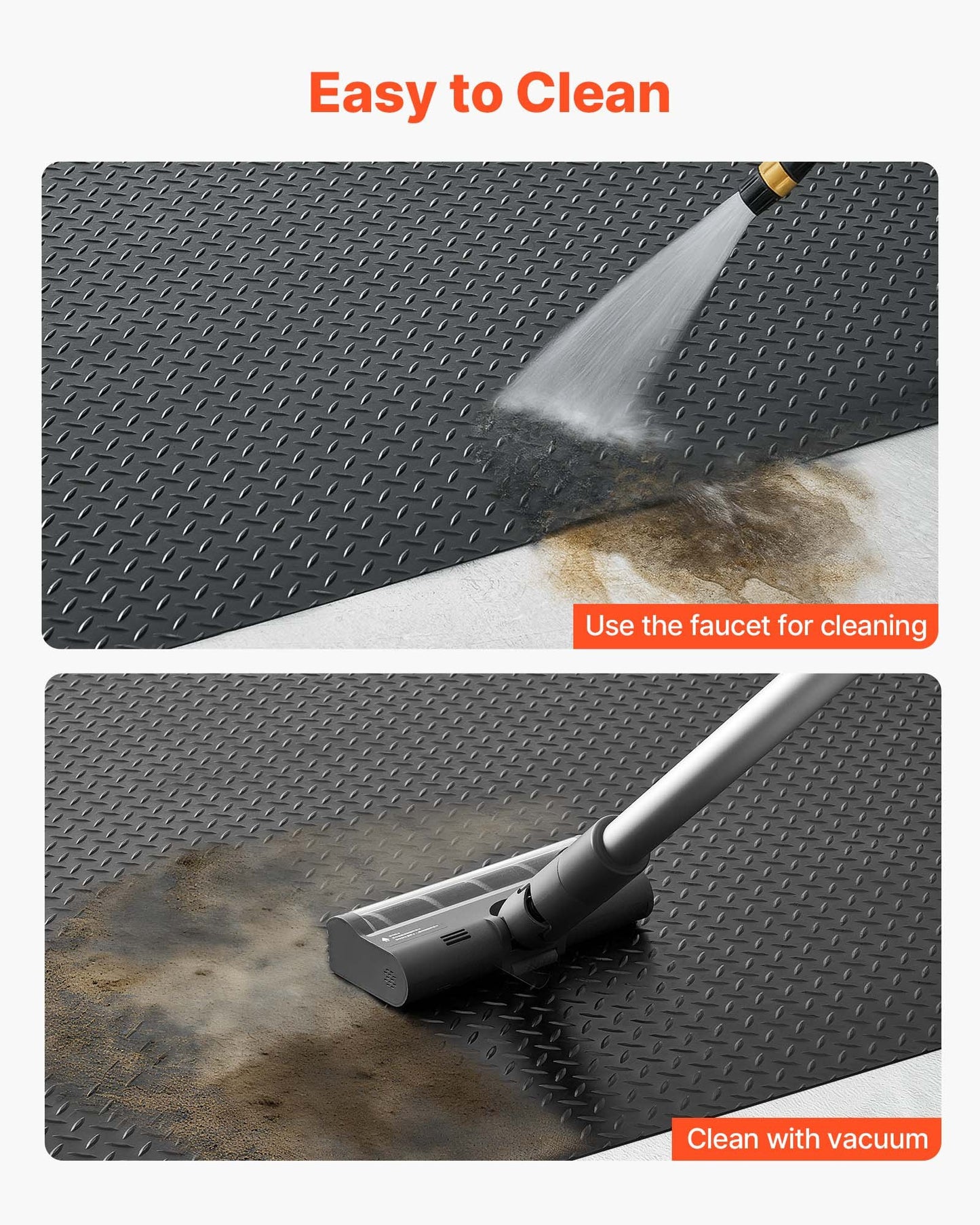 Garage Floor Roll, 1.22 x 7.62 m Garage Flooring Mat, 3 mm Thickened Rubber Diamond Plate Floor Protector Mat, Non-Slip, Wear-resist Waterproof, Easy to Clean for Warehouse, Gyms, Trailer, Black