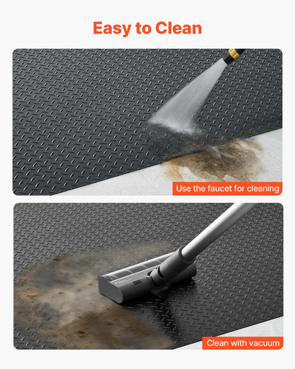Garage Floor Roll, 1.22 x 7.62 m Garage Flooring Mat, 3 mm Thickened Rubber Diamond Plate Floor Protector Mat, Non-Slip, Wear-resist Waterproof, Easy to Clean for Warehouse, Gyms, Trailer, Black