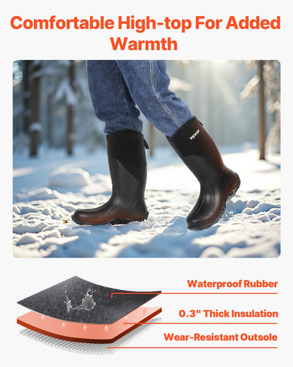 Men's Rubber Boots, Protective Footwear, Waterproof Anti Slip Hunting Boots, Gardening Insulated Mud Boots, Protective Footwear, Lightweight & Durable, for Manufacturing, Farming, Size 11 US