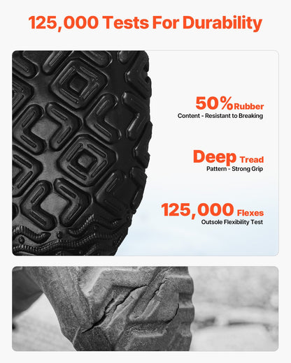 Men's Rubber Boots, Protective Footwear, Waterproof Anti Slip Hunting Boots, Gardening Insulated Mud Boots, Protective Footwear, Lightweight & Durable, for Manufacturing, Farming, Size 11 US