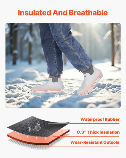 Men's Deck Boots, Waterproof Fishing Rain Boots, Anti-Slip Ankle Rubber Outdoor Work Shoes, Gardening Insulated Mud Boots Footwear, Lightweight & Durable, for Manufacturing, Farming, Size 12 US