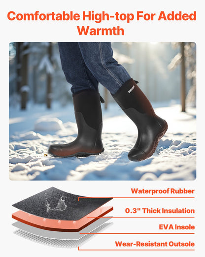 Men's Steel Toe Rubber Boots, Protective Footwear, Waterproof Rain Fishing Boots, Outdoor Non-Slip Work Shoes, Lightweight and Durable, for Manufacturing, Construction, Farming, Size 12 US