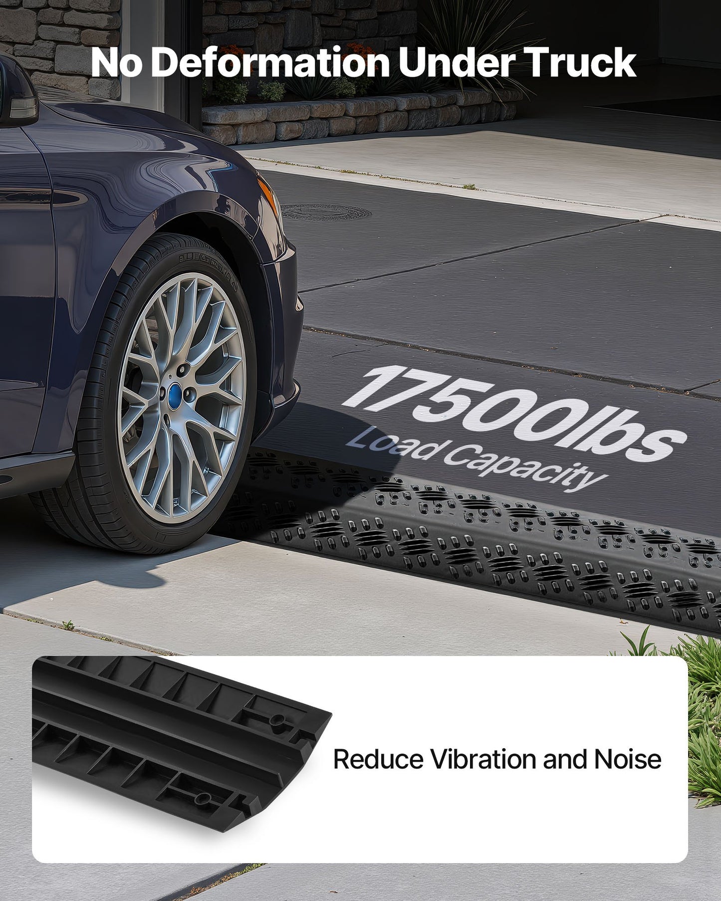 Drop Over Cable Cover, 7,938 kg/Axle Load Capacity, Heavy Duty Cable Hose Protector Ramp, Floor Cord Cover, for High Walking Traffic Areas, Indoor, Outdoor, Home, Office, Warehouse, 2 Pack
