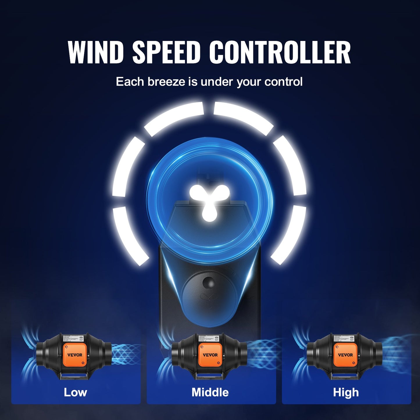 Inline-kanalfläkt, 102 mm 129,7 CFM med variabel hastighetsregulator, tyst AC-motorventilationsfläkt för kylförstärkare, odlingstält, hydroponik