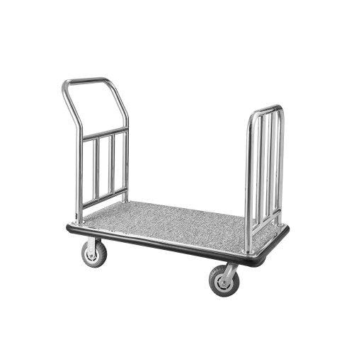 Hotel Luggage Cart, 750 LBS Load Capacity, Deluxe Platform Truck with Removable Front Frame, Valet Cart with Grey Carpeted Deck and 6-inch Rubber Wheels, Ideal for Hotels, Condos, Resorts