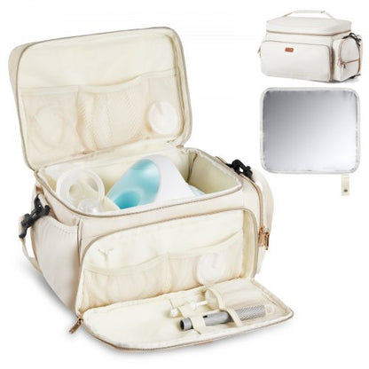Breast Pump Bag, Breast Feeding Bag with Waterproof Mat, Fits for S1/S2, Pumping Accessories & Breastmilk Storage, Portable Pump Carrying Case for Work, Travel and Family Use, Beige