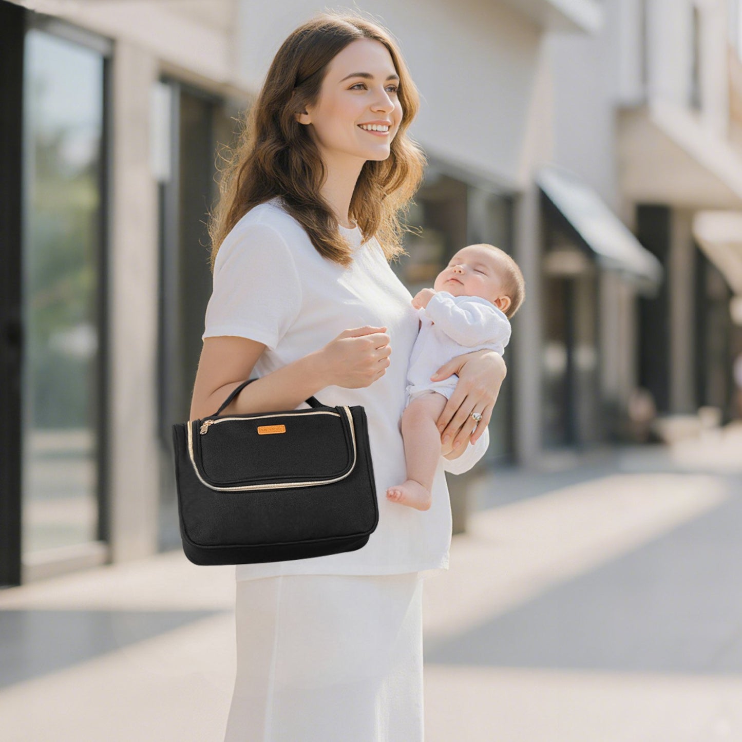 Bärbar bröstpumpväska, amningsväska med vattentät matta, passar M5/M6, pumptillbehör och förvaring av bröstmjölk, bärbar pumpväska för arbete, resor och familjebruk, svart