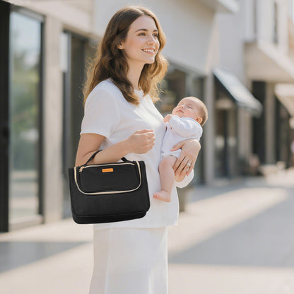 Bärbar bröstpumpväska, amningsväska med vattentät matta, passar M5/M6, pumptillbehör och förvaring av bröstmjölk, bärbar pumpväska för arbete, resor och familjebruk, svart