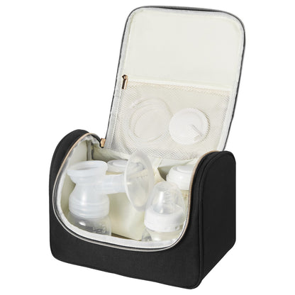 Bärbar bröstpumpväska, amningsväska med vattentät matta, passar M5/M6, pumptillbehör och förvaring av bröstmjölk, bärbar pumpväska för arbete, resor och familjebruk, svart