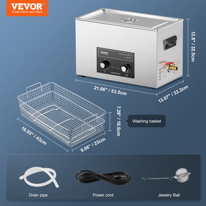 30L Ultrasonic Cleaner with Heater Timer & Basket, Professional Digital Sonic Cavitation Machine, 360W Cleaning Machine for Lab Tools, Metal Parts, Carburetor, Brass, Auto Parts, Engine Parts