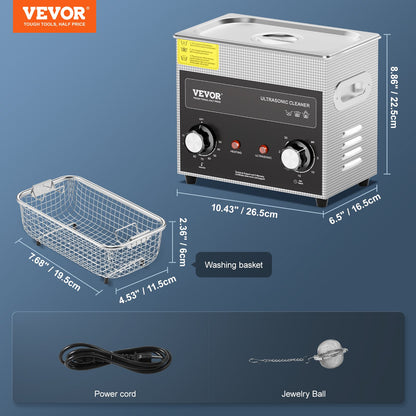 3L Ultrasonic Cleaner with Heater Timer & Basket, Professional Digital Sonic Cavitation Machine, 120W Cleaning Machine for Watch Instruments, Glasses, Coin, Metal Parts, Tool