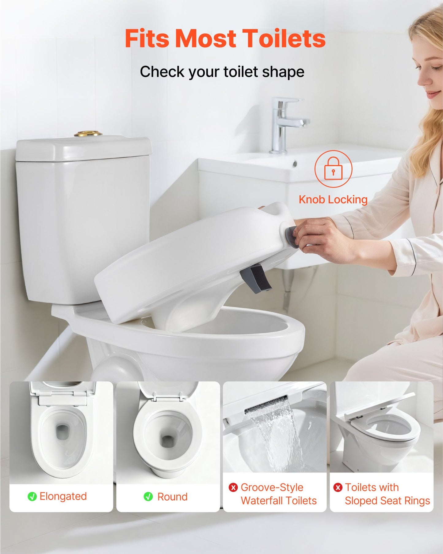 Raised Toilet Seat, 158.8 kg Capacity, 127 mm Lift Height, Commode Elevated Toilet Seat Riser with Enlarged Opening for Seniors, Elderly, Handicap, Disabled, Adults, Fits Elongated & Round Bowl