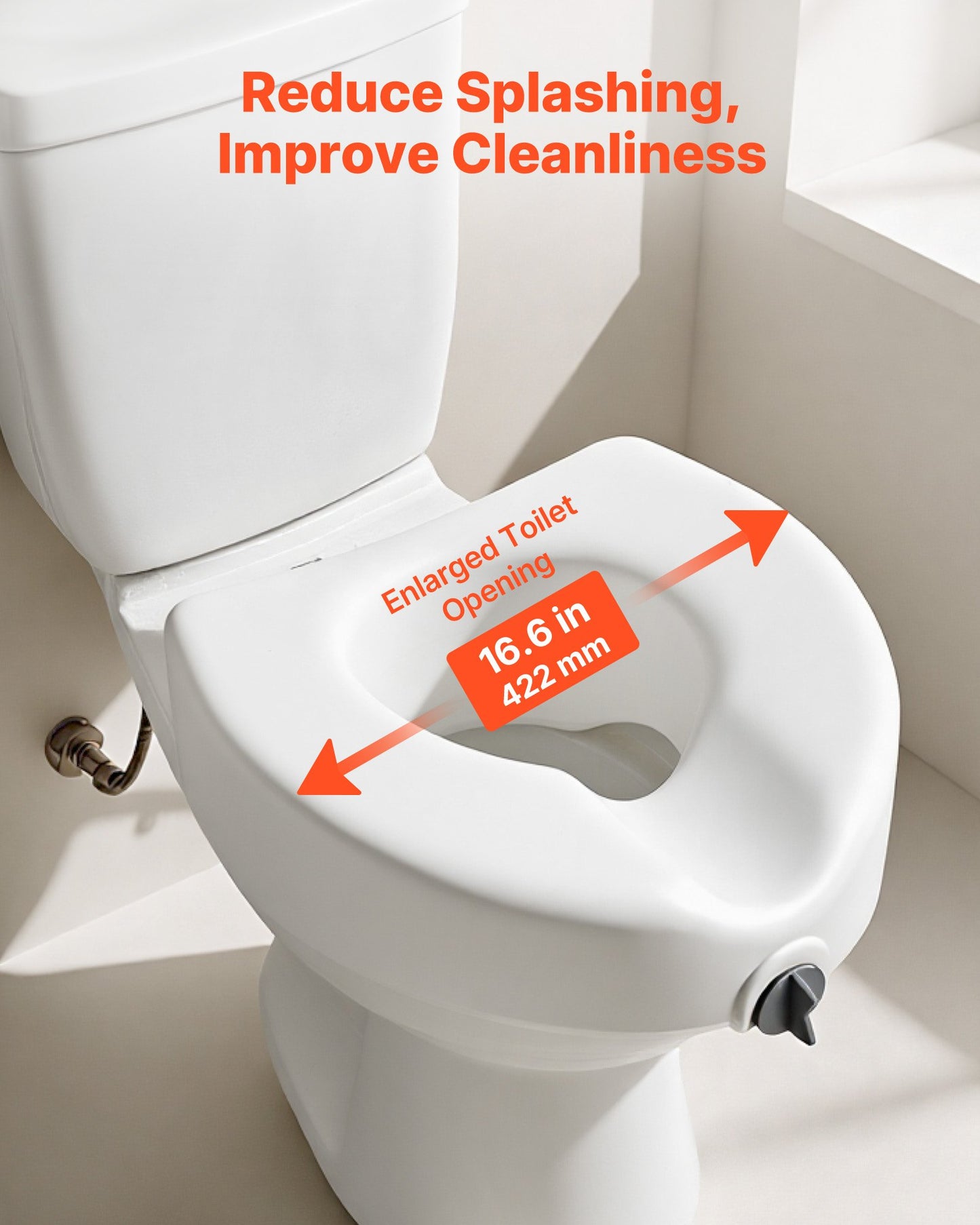 Raised Toilet Seat, 158.8 kg Capacity, 127 mm Lift Height, Commode Elevated Toilet Seat Riser with Enlarged Opening for Seniors, Elderly, Handicap, Disabled, Adults, Fits Elongated & Round Bowl