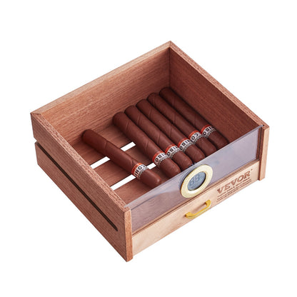 Cigarrhumidorskåp, handgjord cigarrhumidor i spansk cederträ för 100-150 cigarrer, förvaringsfodral för cigarrer i glas med digital luftfuktare, hygrometer, hyllor och handtag, utmärkt present till män
