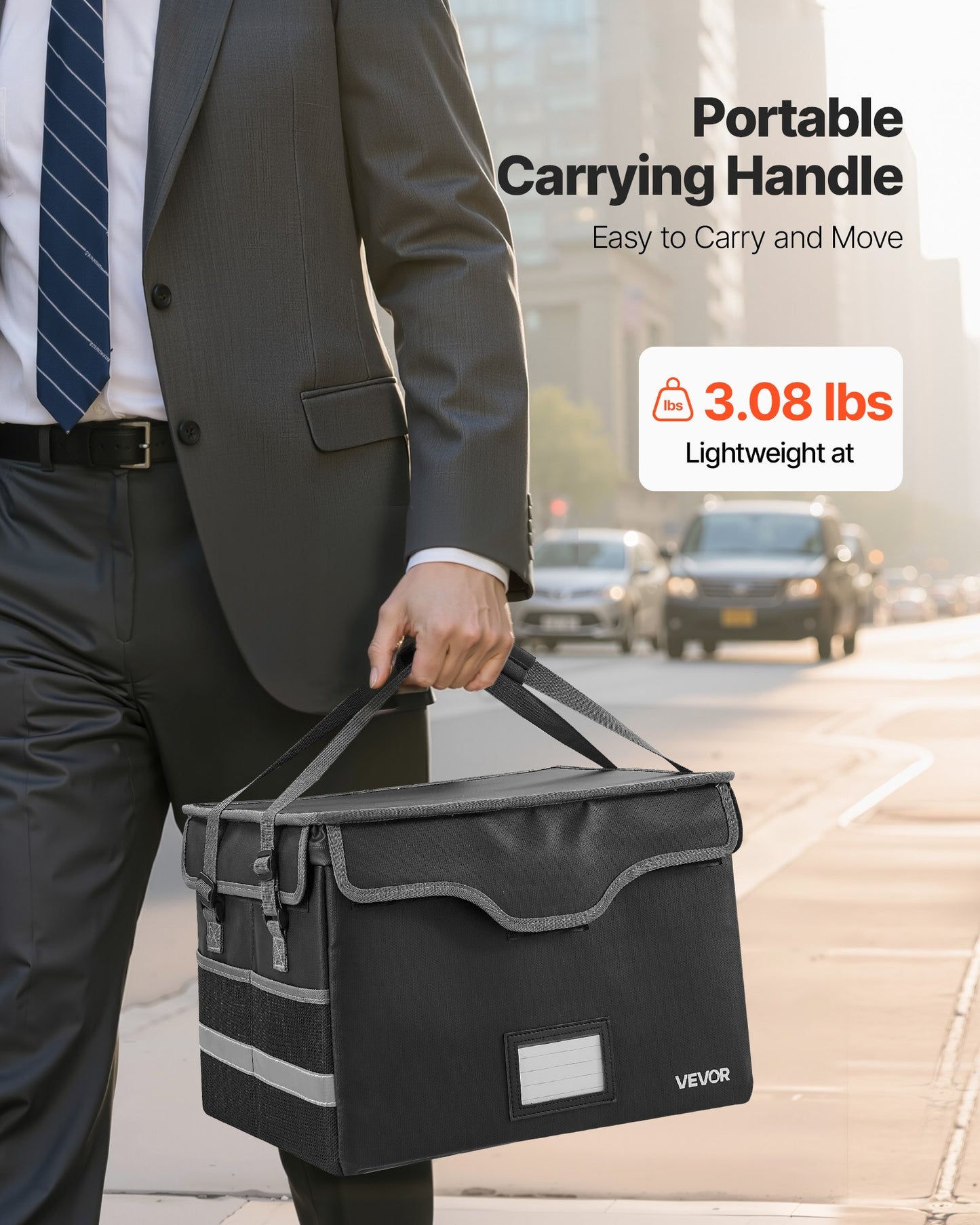 Brandsäker dokumentlåda, 1000 ℃ värmeisolerad brandsäker och vattentät låda med lås, bärbar filförvaring säkerhetsorganisatör hemmakontor resebruk, för pass, viktiga dokument och filer