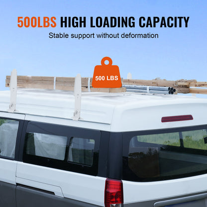 Van Roof Ladder Rack, 2 Bar Alloy Steel Ladder Racks, Adjustable from 1200-2000 mm, 227 kg Capacity, Roof Rack Compatible with Full-size Vans with Rain Gutter, Chevrolet Express, GMC Savana