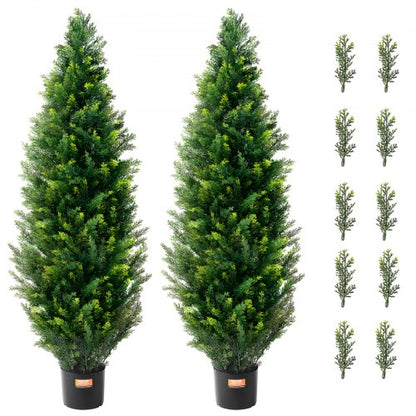 2 Pack 121.9 cm Artificial Cedar Topiary Tree Faux Plant UV Decor In/Outdoor