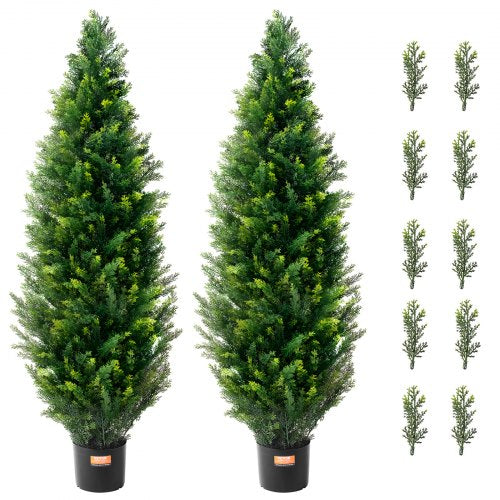 2 Pack 121.9 cm Artificial Cedar Topiary Tree Faux Plant UV Decor In/Outdoor