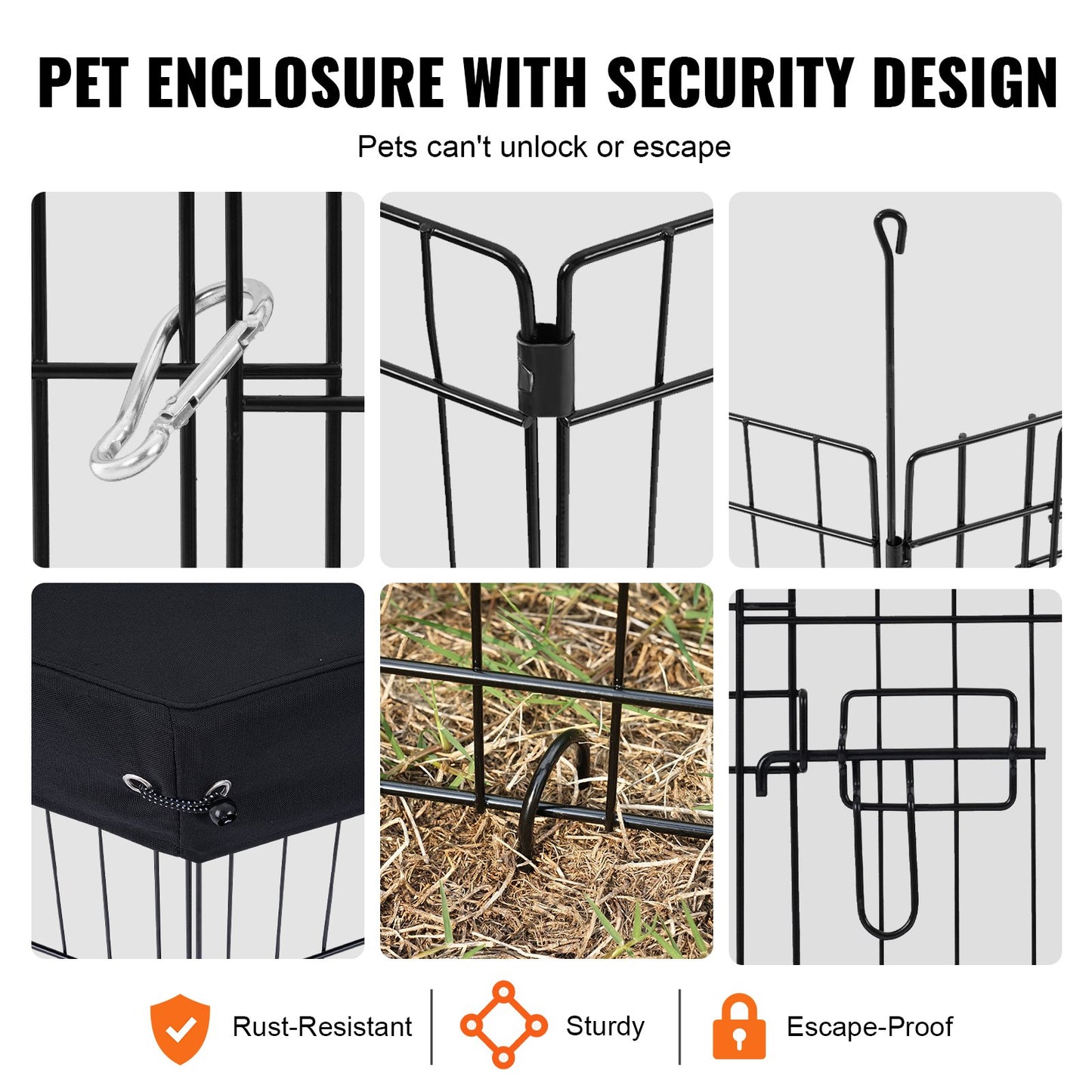 Dog Playpen, 8 Pcs 30"H x 24"W Panels Foldable Metal Pet Exercise Pen, Dog Fence Indoor and Outdoor Pen with Door, 600D Oxford Fabric Top Cover, Pet Playpen for Dogs, Cats, Other Small Animals