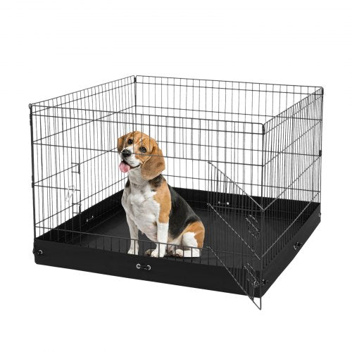Dog Playpen, 4 Pcs 24 x 36 in Panels Foldable Metal Pet Exercise Pen, Dog Fence Indoor and Outdoor Pen with Door and 600D Oxford Fabric Bottom Pad, for Dogs, Cats and Other Small Animals