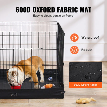 Hundlekhage, 4 st. 24 x 36 tum paneler vikbar metallträningshage för husdjur, hundstaket för inomhus och utomhusbruk med dörr och bottenplatta i 600D Oxfordtyg, för hundar, katter och andra smådjur