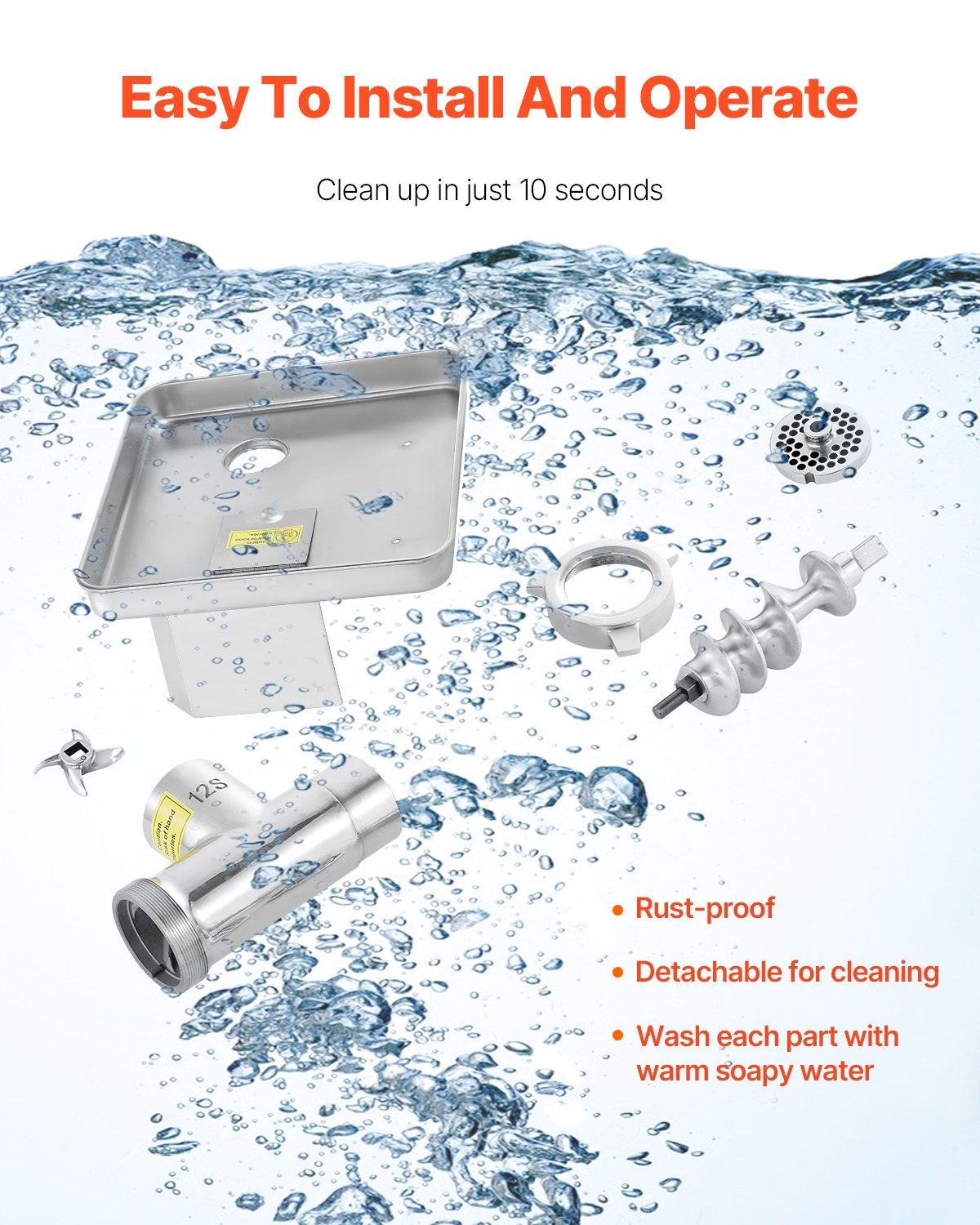 Meat Grinder, 11 Lbs/Min Electric Meat Grinder, Slicer, Sausage Stuffer with Blade, Grinding Plate, Sausage Maker, Stainless Steel Commercial Meat Mincer for Slice Shred Dice, Restaurant Butcher