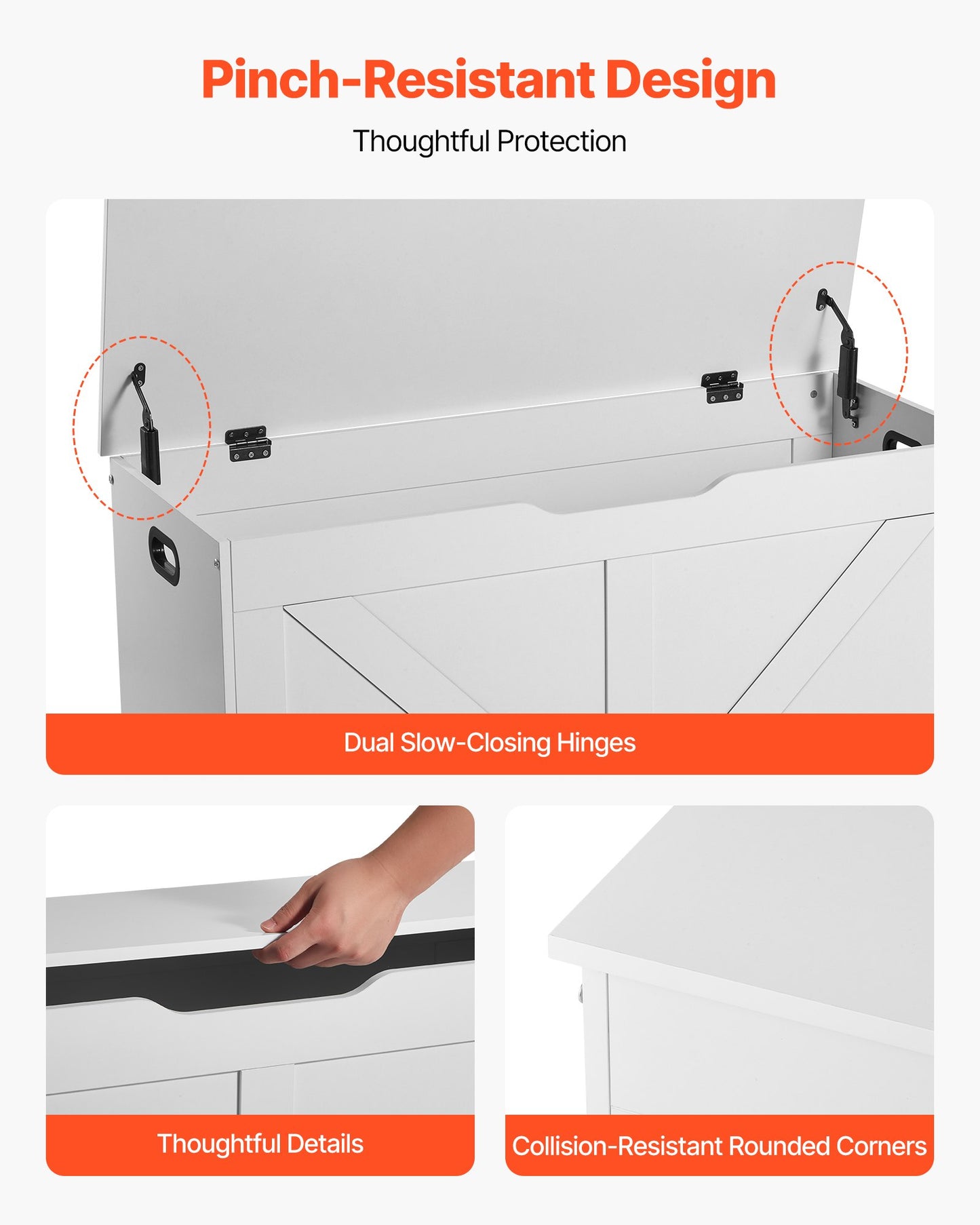 Kids Storage Bench, Wooden Toy Box Chest, Large Storage Cabinet with Safety Hinge, Toddlers Storage Bench for Playroom, Living Room or Entryway, Easy Assembly, 990 x 395 x 480 mm, White