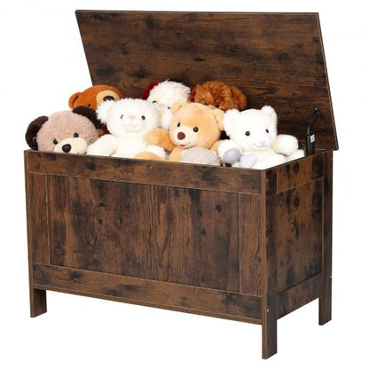 Kids Storage Bench, Wooden Toy Box Chest, Large Storage Cabinet with Safety Hinge, Toddlers Retro Storage Bench for Playroom, Living Room or Entryway, 754 x 389 x 480 mm, Easy Assembly, Brown
