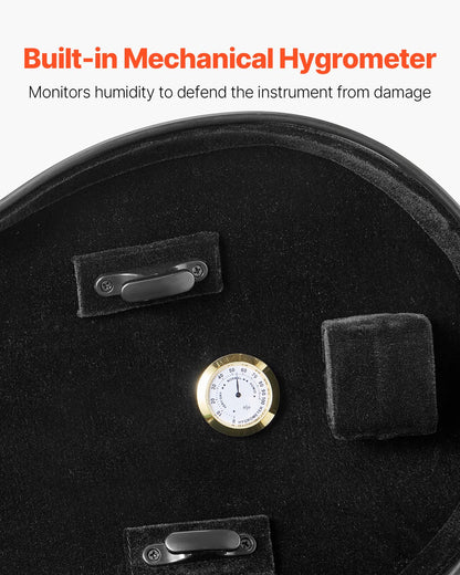 4/4 Full Size Violin Case, Built-in Hygrometer, Lightweight Portable Travel Carrying Bag, with Plush Lining, Dual Shoulder Straps, Anti-Scratch, Professional Triangular Shape, for Violin, Black
