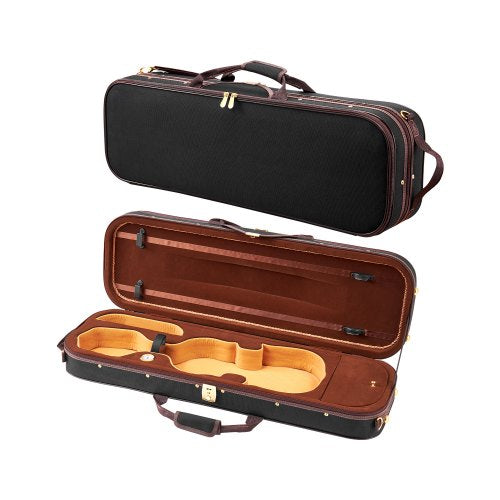 4/4 Full Size Violin Case, Built-in Hygrometer, Lightweight Portable Travel Carrying Bag, with Plush Lining, Shoulder Straps, Anti-Scratch, Professional Oblong Shape, for Violin, Black