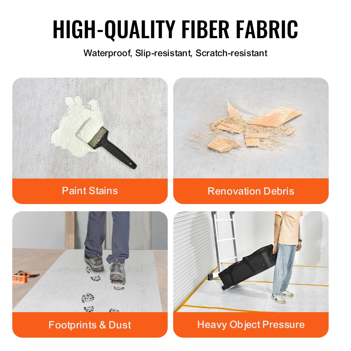 Carpet Protection Film, 39" x 100' Floor and Surface Shield, Easy to Cut Simple Installation, Fiber Fabric Car Mat Protection Film Roll for Construction & Renovation,White