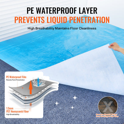 Carpet Protection Film, 40" x 84' Floor and Surface Shield, Easy to Cut Simple Installation, Fiber Fabric Car Mat Protection Film Roll for Construction & Renovation,Blue