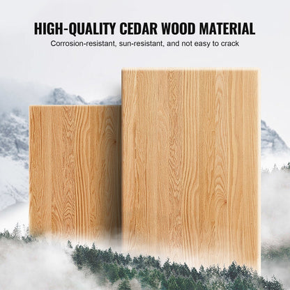 Outdoor Wooden Playhouse, Modern Cedar Playhouse for Age 2-8 Years Kids, Garden Games Cottage, Country Style Cedar Playhouse with Slide, Ladder, Climbing Wall, Windows, Picnic Table and Bench